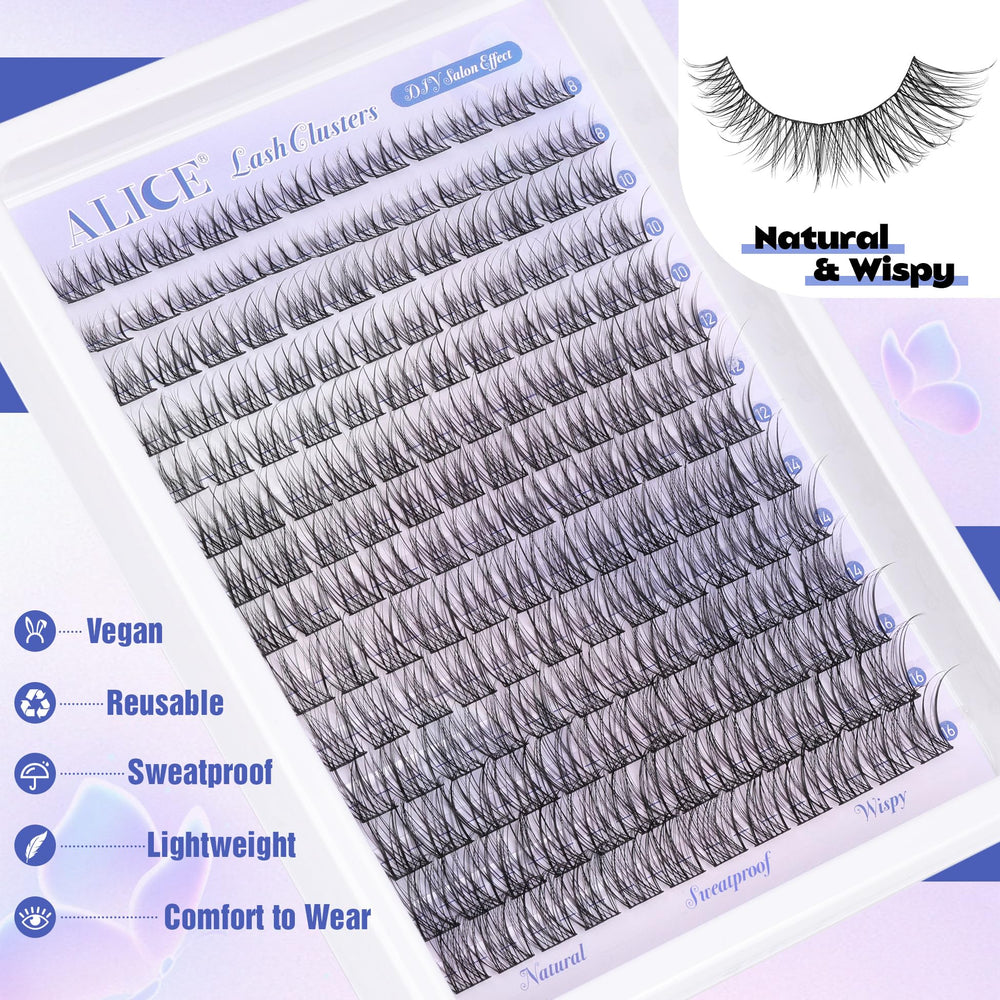 ALICE lashes shown near eye for scale, demonstrates natural length and lift