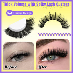 ALICE Thick Lash Clusters Kit 80D spikes close-up for dramatic wispy volume.