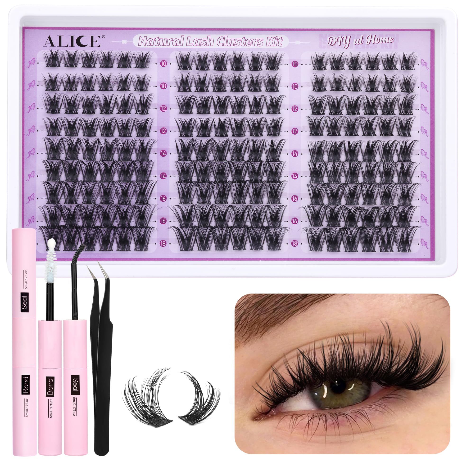ALICE wispy lash clusters kit packaging for at-home glamour and easy setup