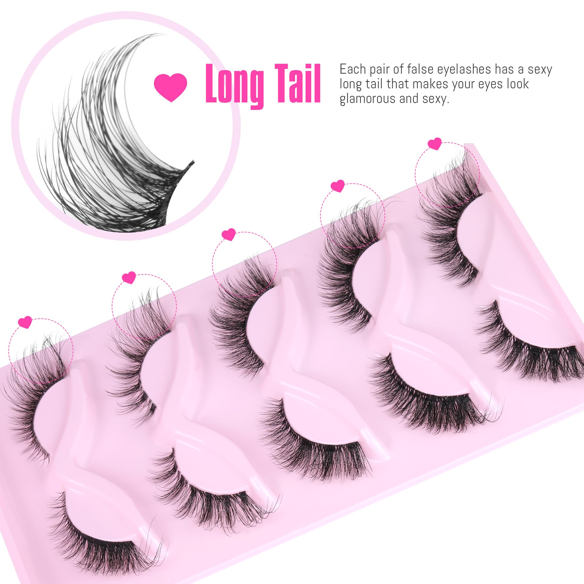 ALICROWN HAIR Cat Eye Lashes Long Tail for defined, elongated eye shape.