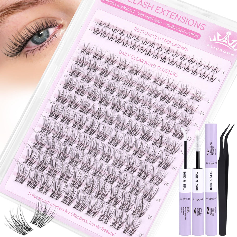 ALICROWN HAIR natural lash clusters kit wispy lashes for subtle daily enhancement.
