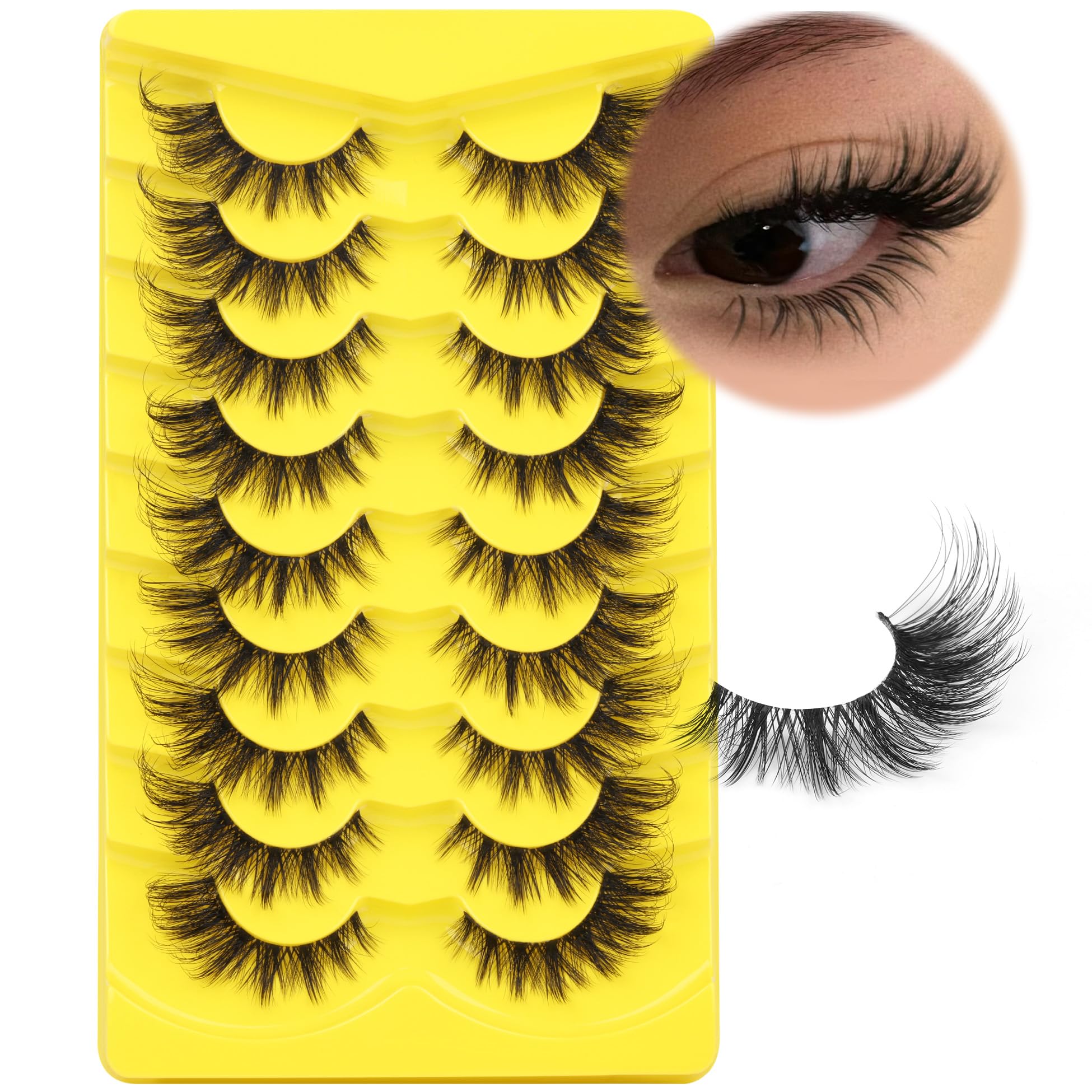 ALICROWN LASHES cat eye wispy pack adds length for a sultry eye shape.
