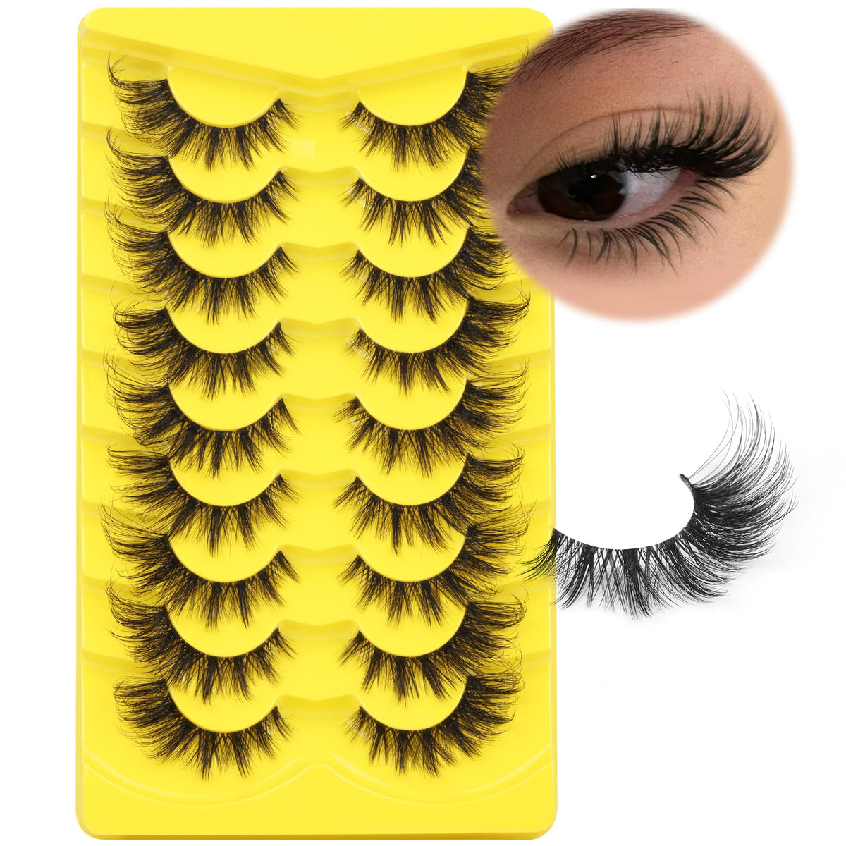 ALICROWN LASHES cat eye wispy pack adds length for a sultry eye shape.