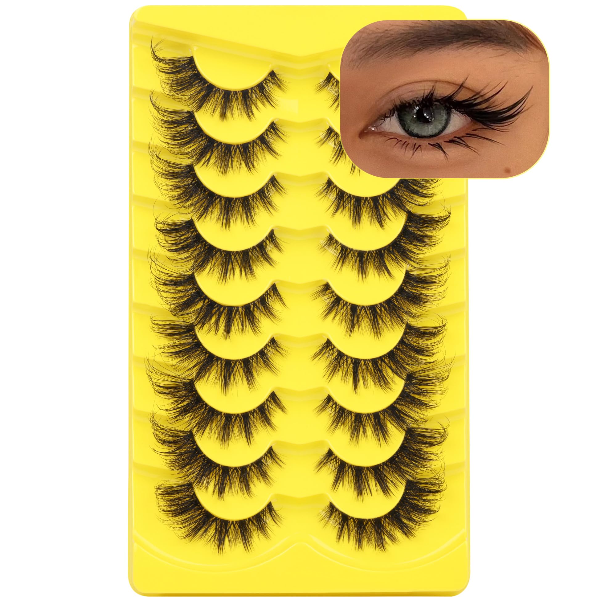 ALICROWN LASHES long false eyelashes for a bold, fox-eye effect.
