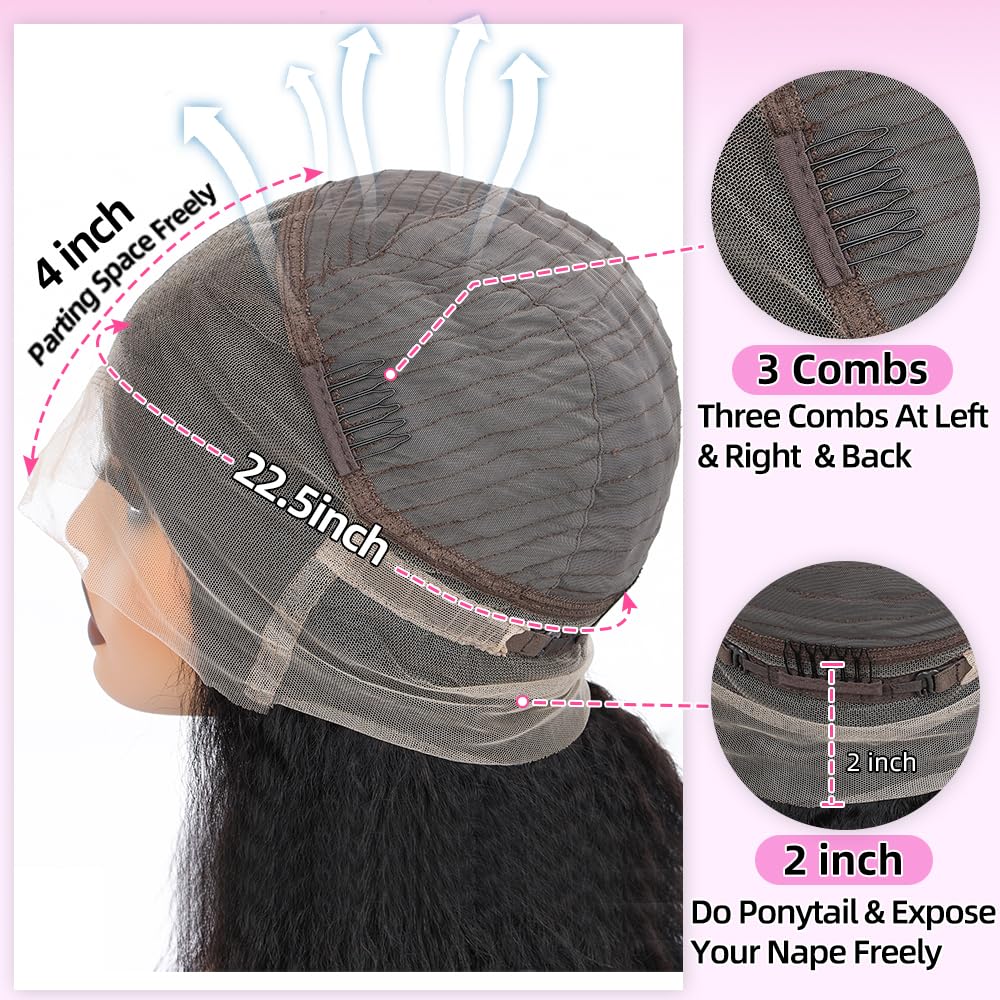 Alidiamond kinky straight wig ready-to-dye close-up demonstrates dye-friendly human hair.