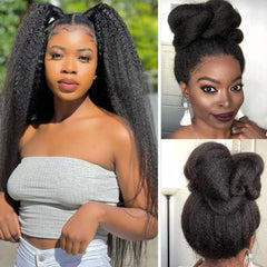 Alidiamond kinky straight wig 360 lace-front natural hairline close-up for seamless scalp blending.