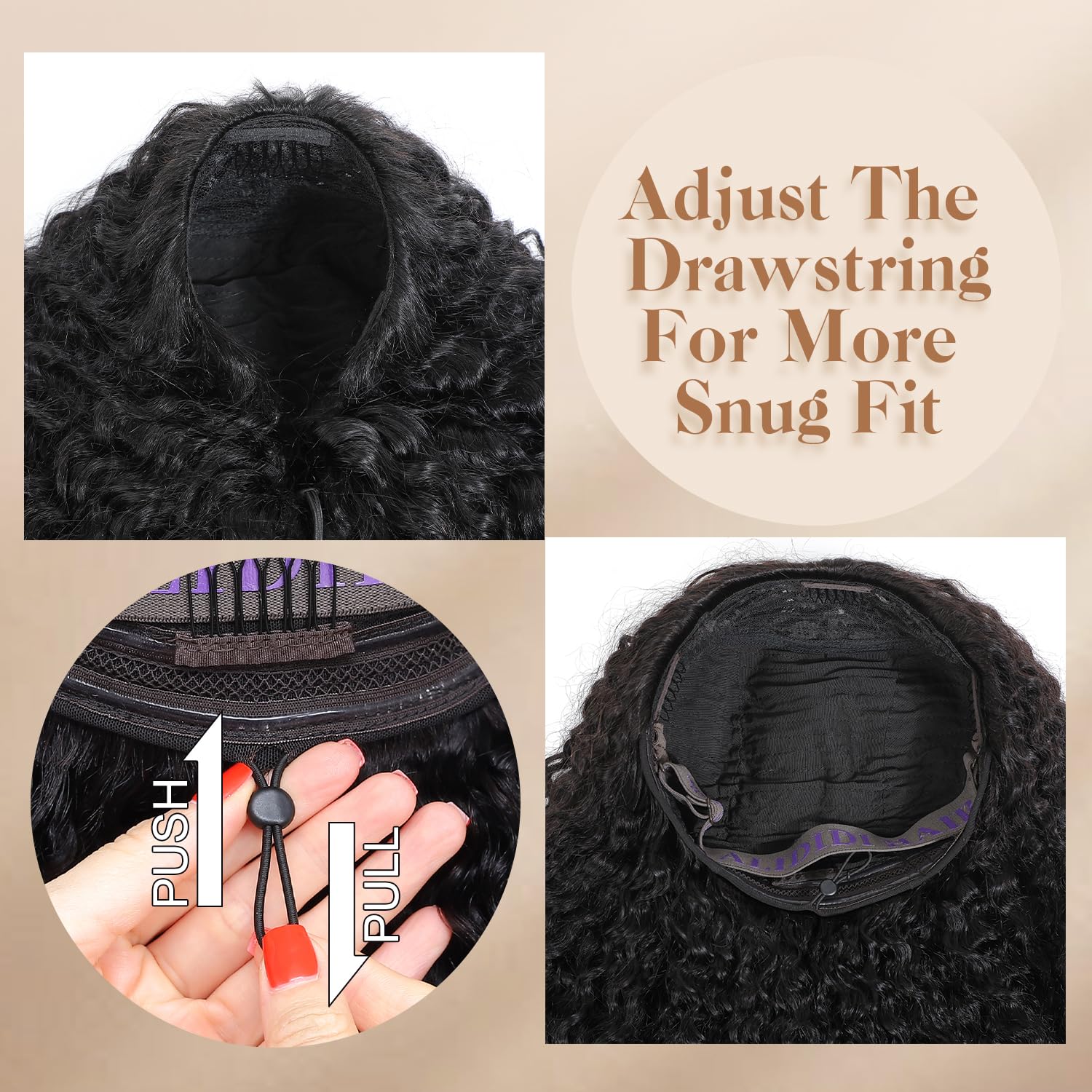 Alididi KinkyCurly 3 in 1 half wig enables quick style changes