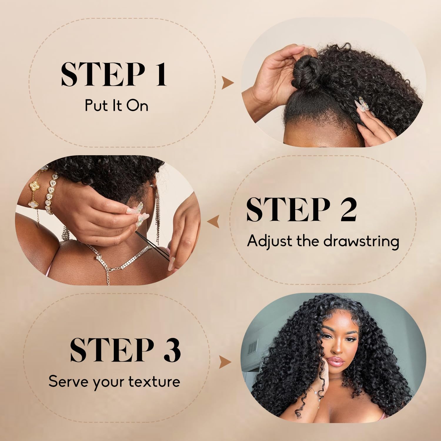 Alididi KinkyCurly Half Wig invisible hairline blends with your hair