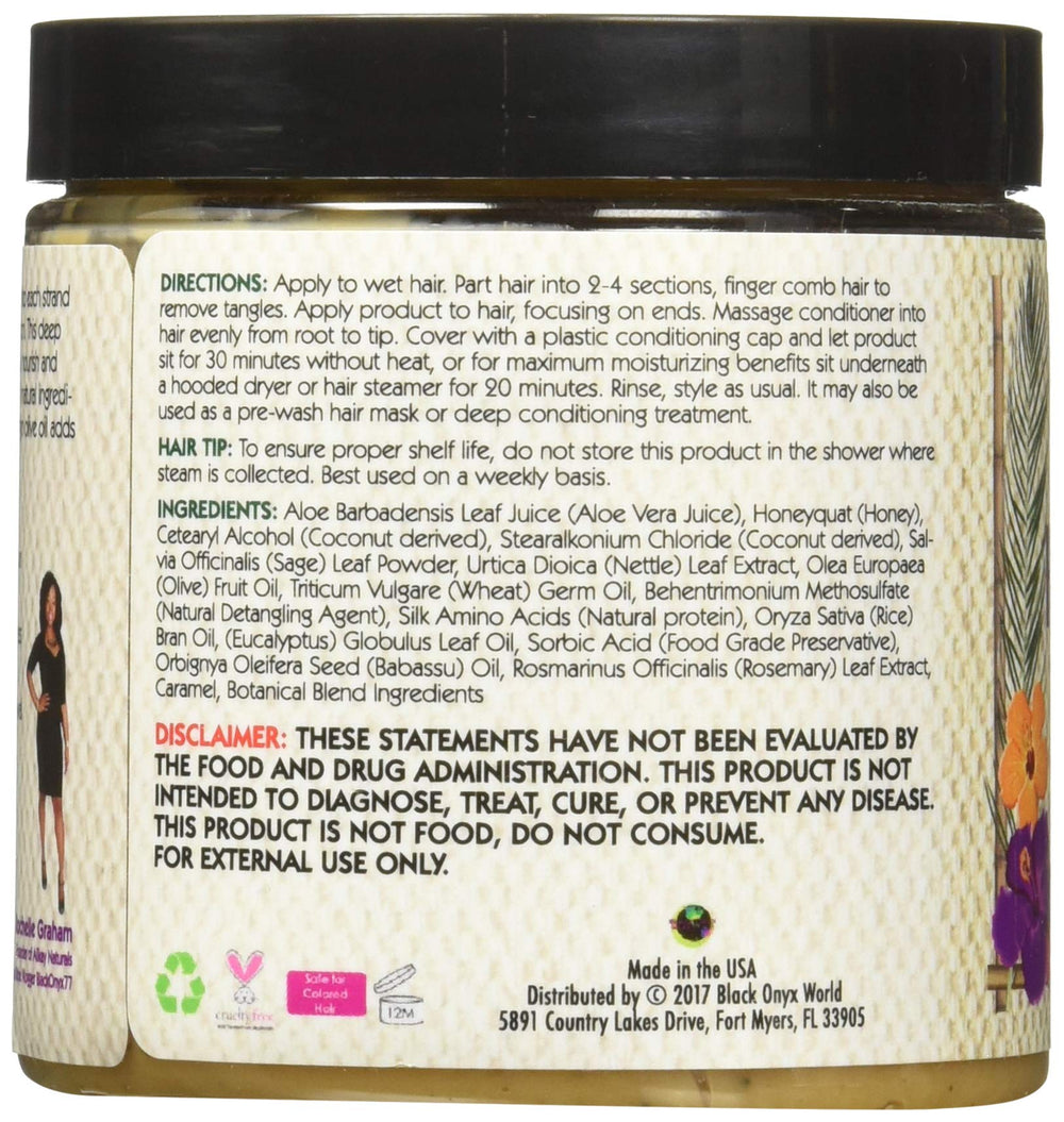 Alikay Naturals deep conditioner application on hair shows smoothing and detangling benefits.