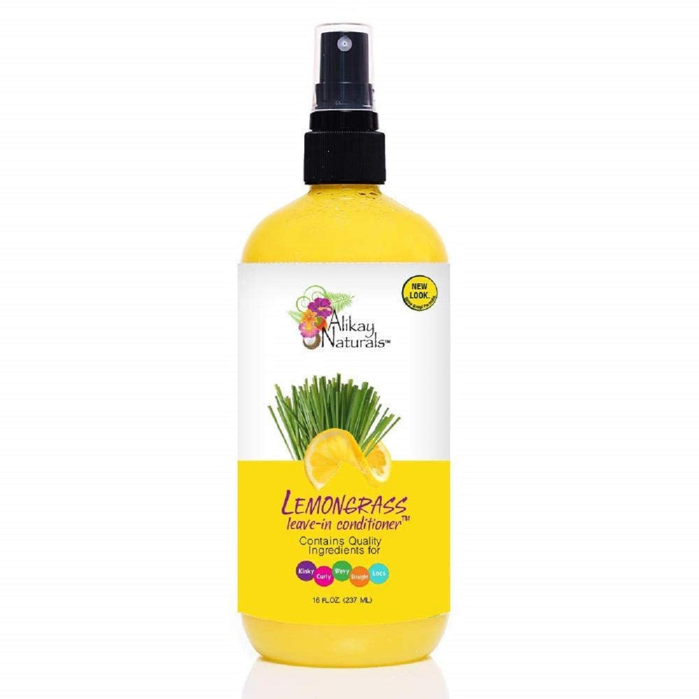 Alikay Naturals Lemongrass Leave-In bottle delivers lasting moisture and a refreshing lemon scent.