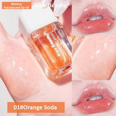 Alisesun lip oil orange bottle—refreshing citrus scent and moisture.