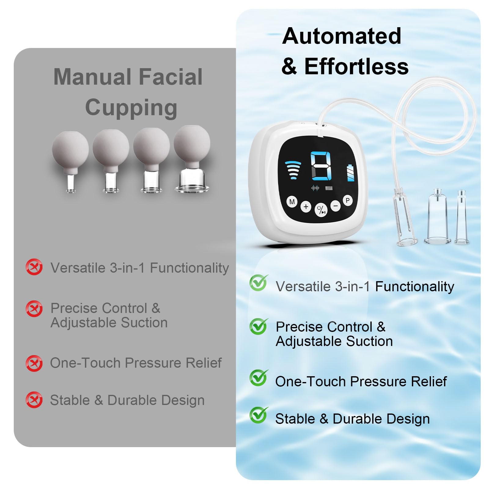 Alitake three-in-one beauty tool combines cupping, gua sha, and massage for versatile routines.