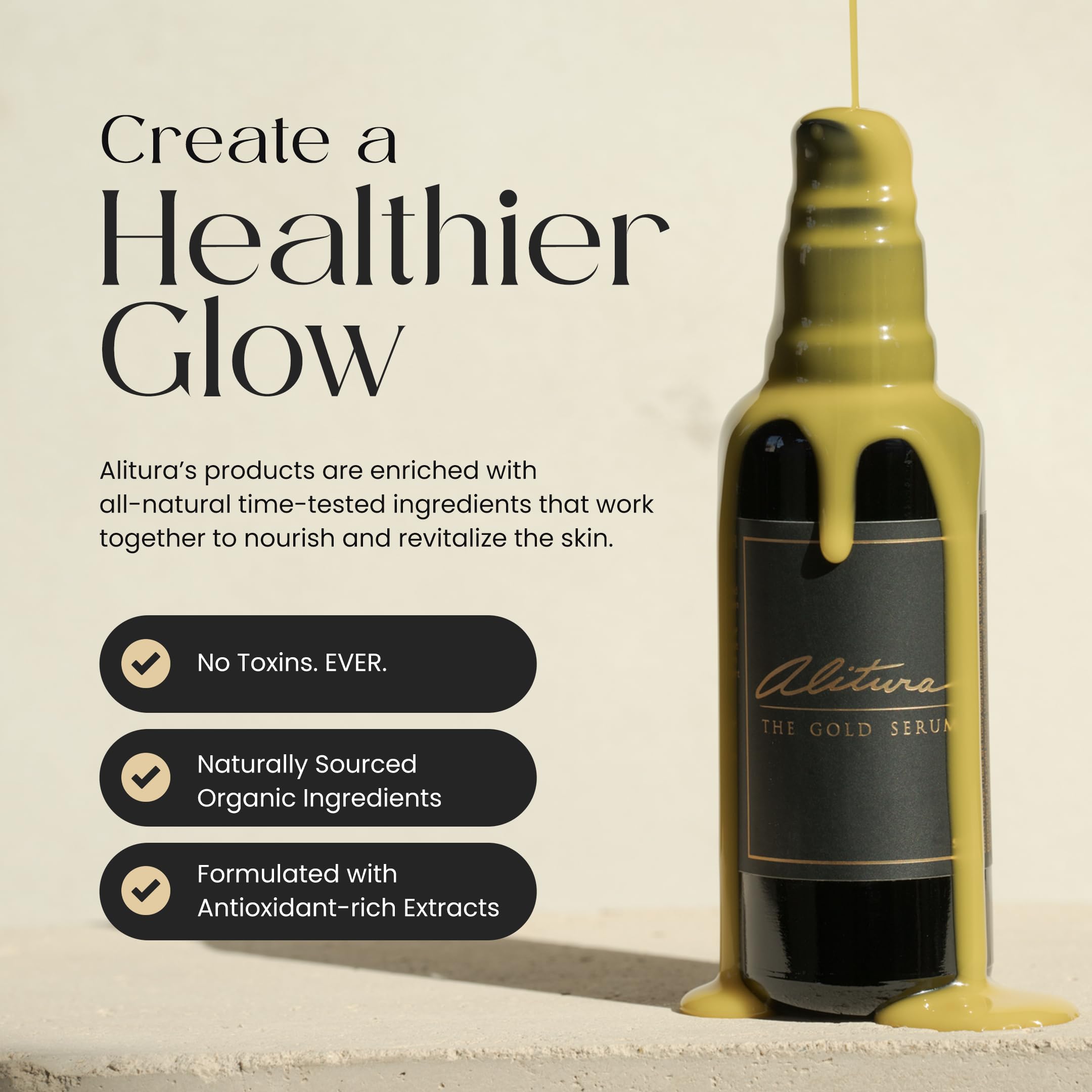 Alitura Gold Serum Miron glass packaging preserves potency