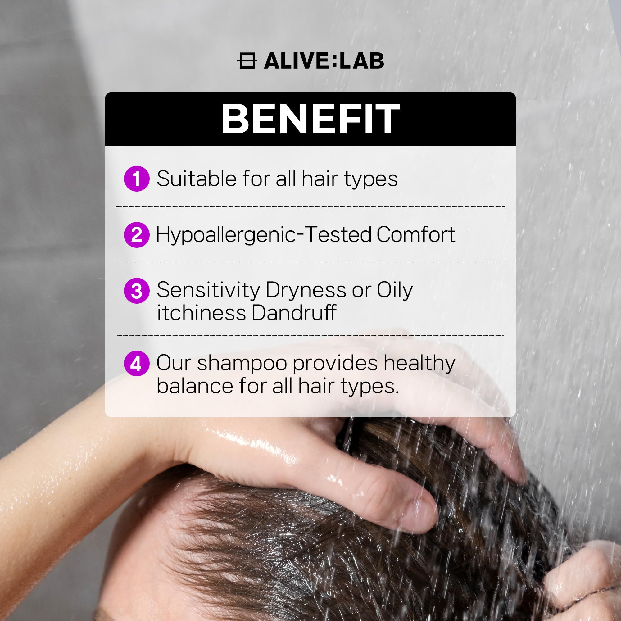 ALIVE:LAB ALIVELAB serene-scalp-after-wash shows refreshed appearance and balanced moisture.