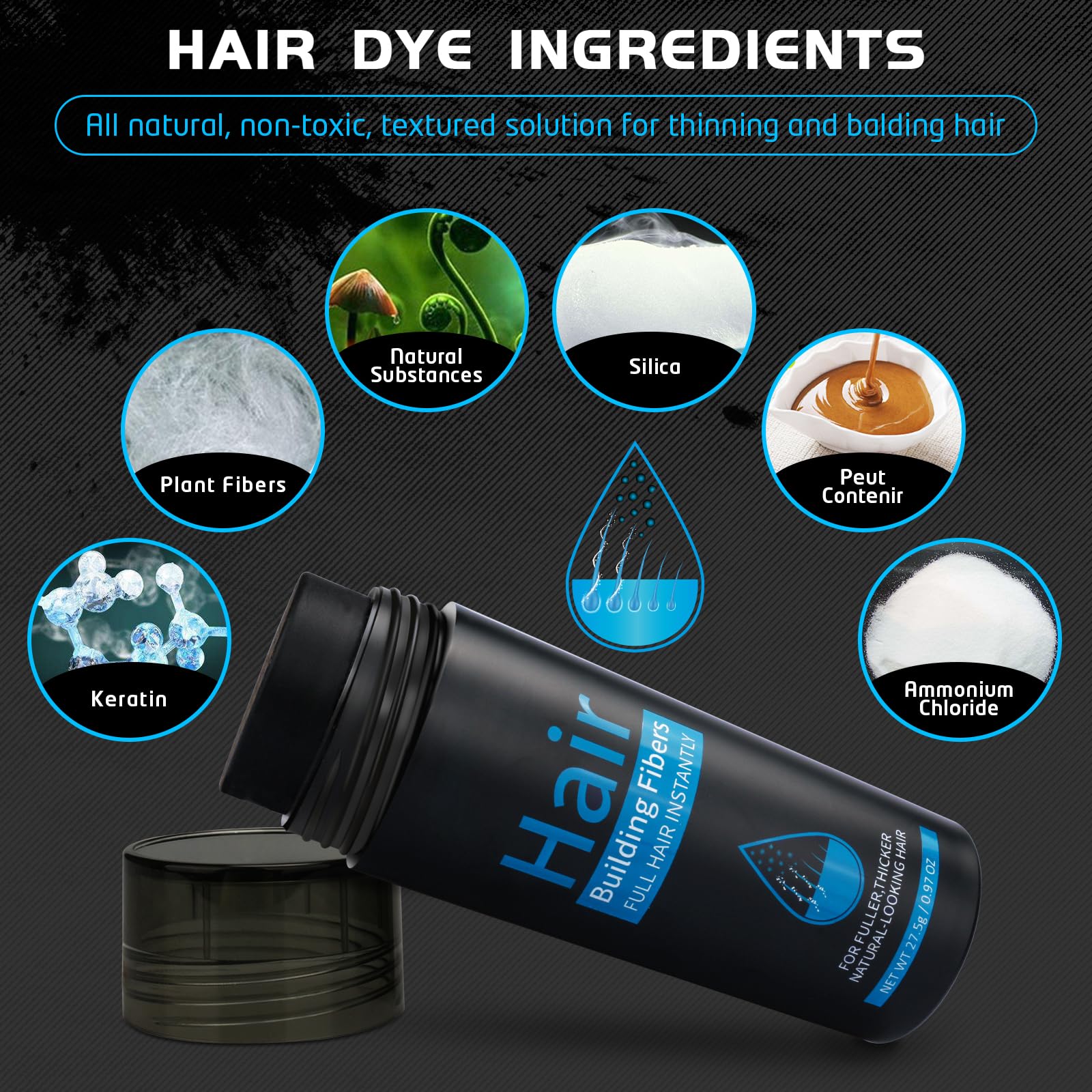 ALIVER Hair Fibers before and after look reveals fuller appearance.