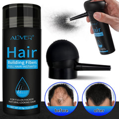 ALIVER Hair Fibers cap sifter shows controlled fiber release for precision.