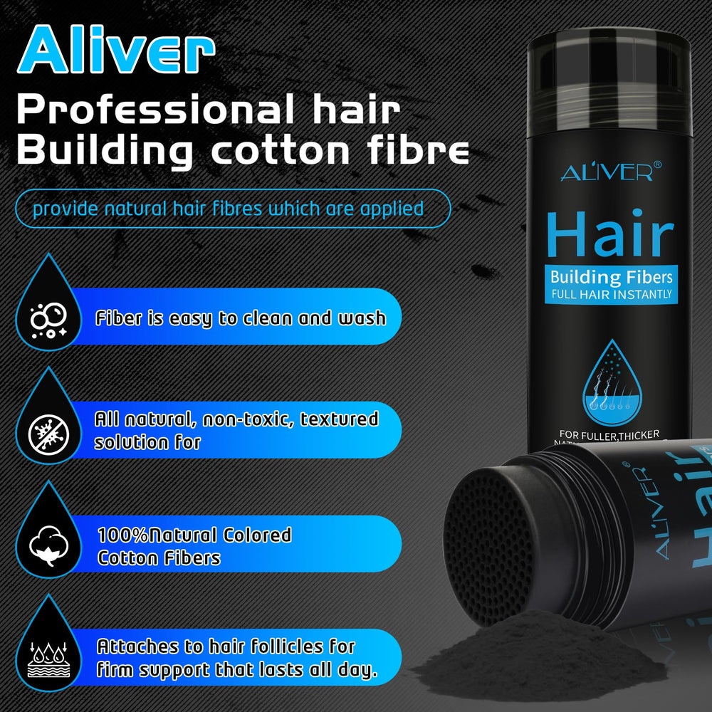 ALIVER Hair Fibers color-matched formula blends with existing hair.