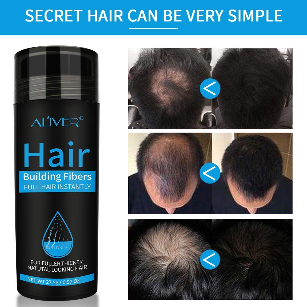 ALIVER Hair Fibers Dark Brown on thinning areas creates natural, undetectable coverage