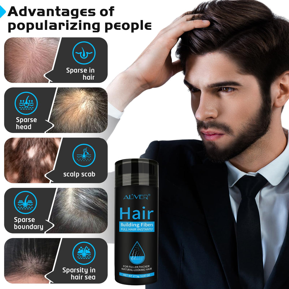 ALIVER Hair Fibers spray applicator enables easy, even application for a natural look.