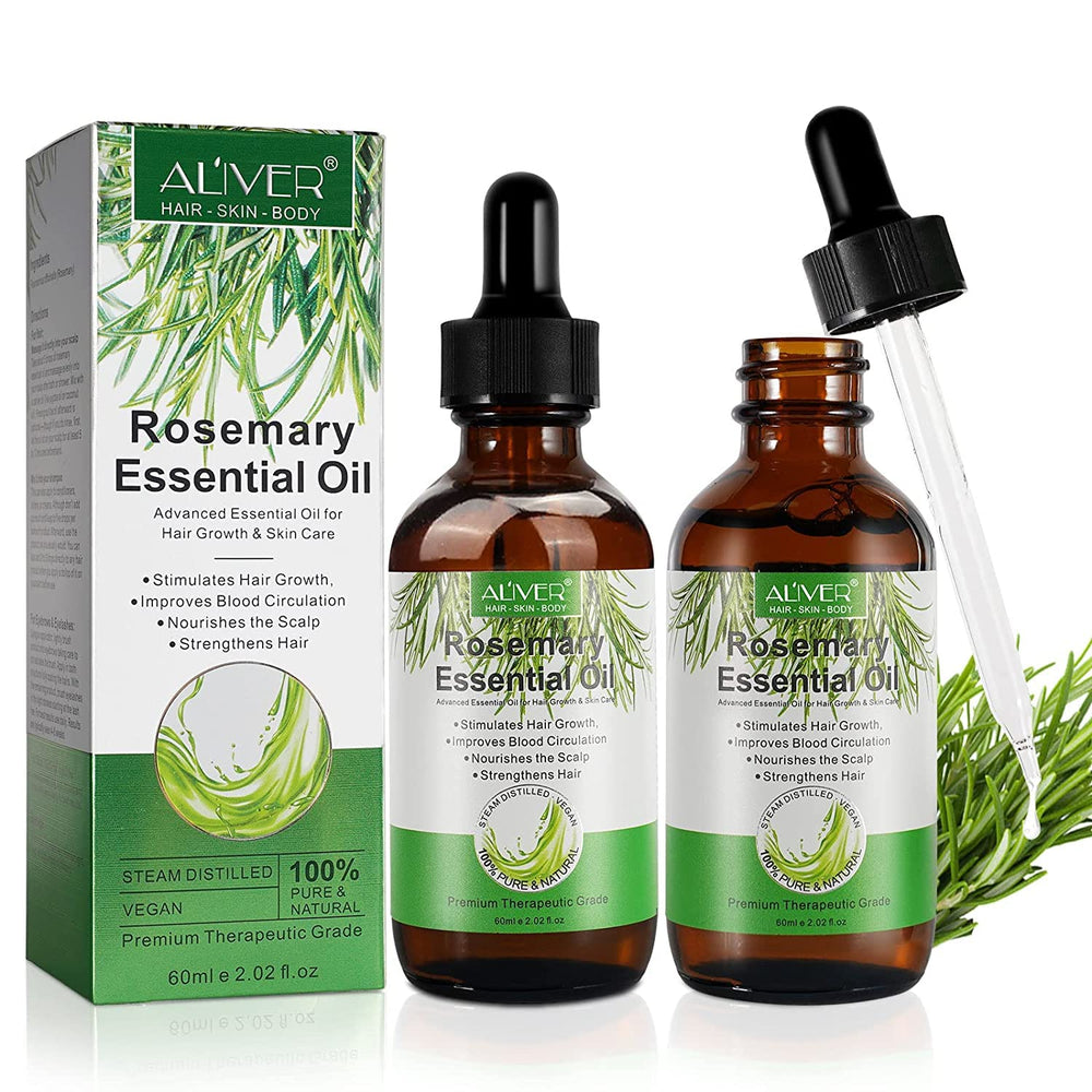 ALIVER Pure Natural Rosemary Oil 2-pack bottle-front for scalp care and hair health.