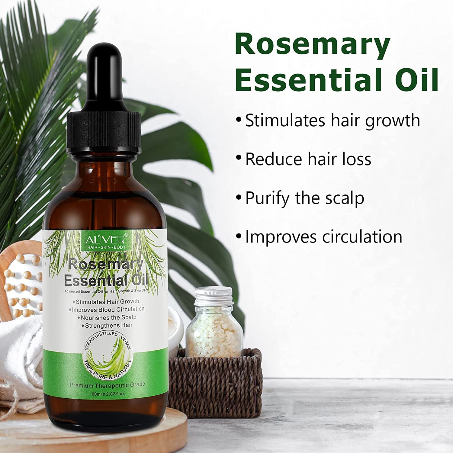 ALIVER Rosemary Oil in diffuser for calming aromatherapy and mood support.
