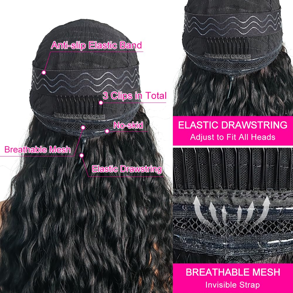 Allboom 5x5 HD lace closure cap interior highlights adjustable strap and three combs.