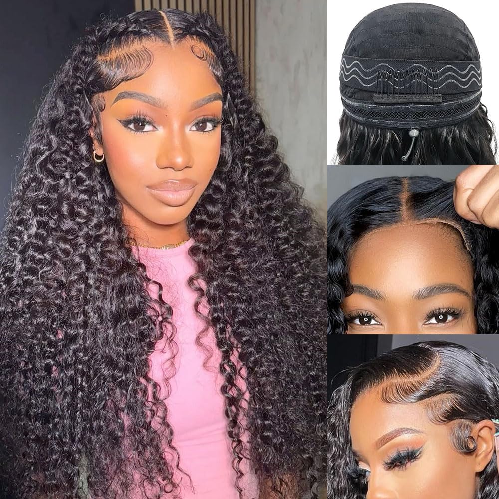 Allboom hidden-strap deep wave 5x5 closure close-up shows natural hair texture for everyday wear.