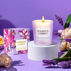 Allemu lavender candle soothing scent for stress-relief ambiance