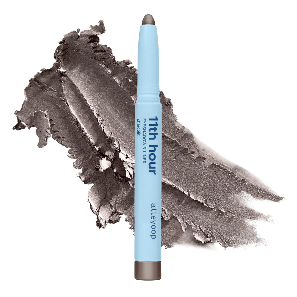 ALLEYOOP 11th Hour Charcolit shimmer swatch demonstrates long-wear color