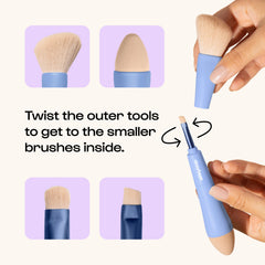 ALLEYOOP Multi-Tasker blush-bronzer brush delivers seamless powder application for natural color.