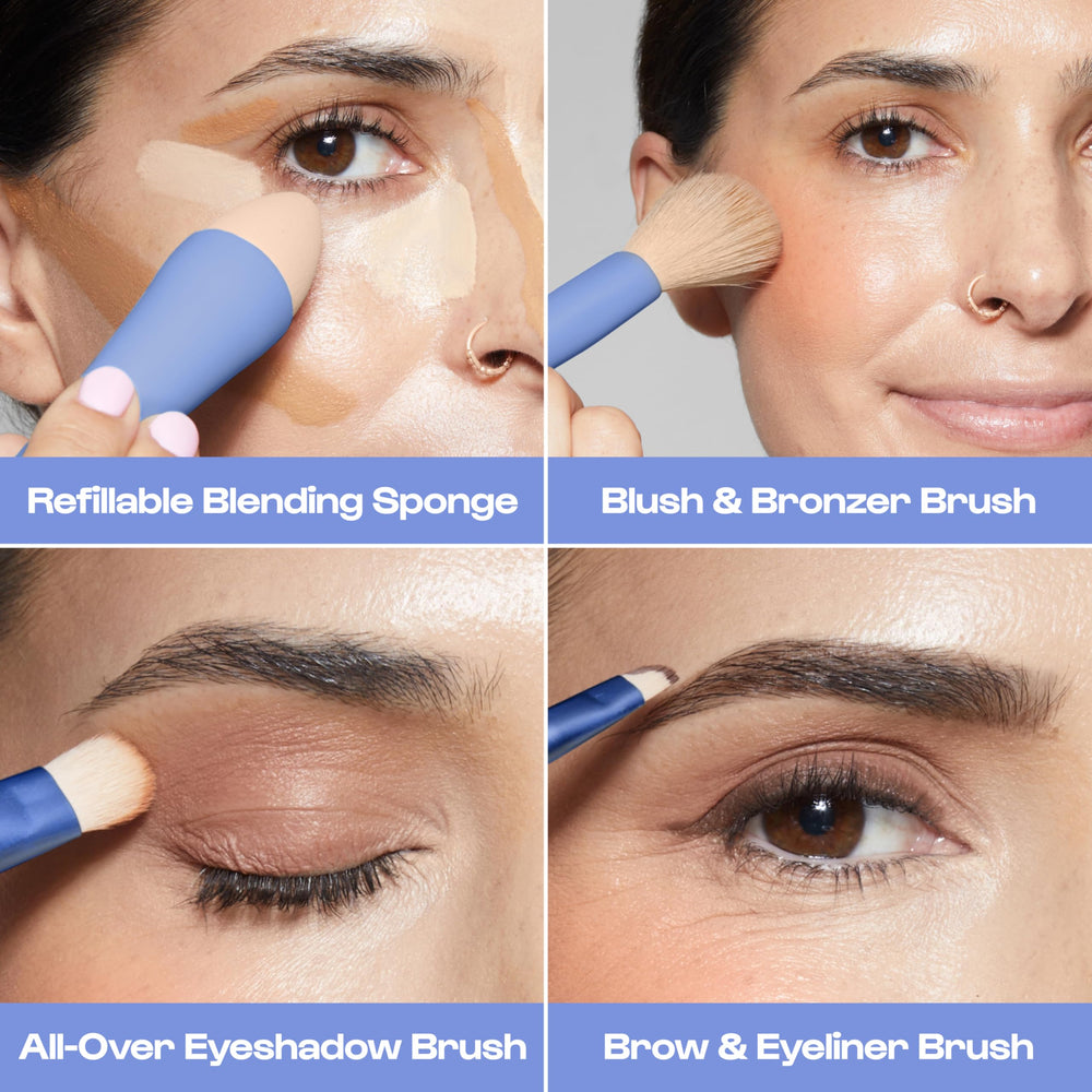 ALLEYOOP Multi-Tasker eyeshadow brush enables precise lid color and clean edges.