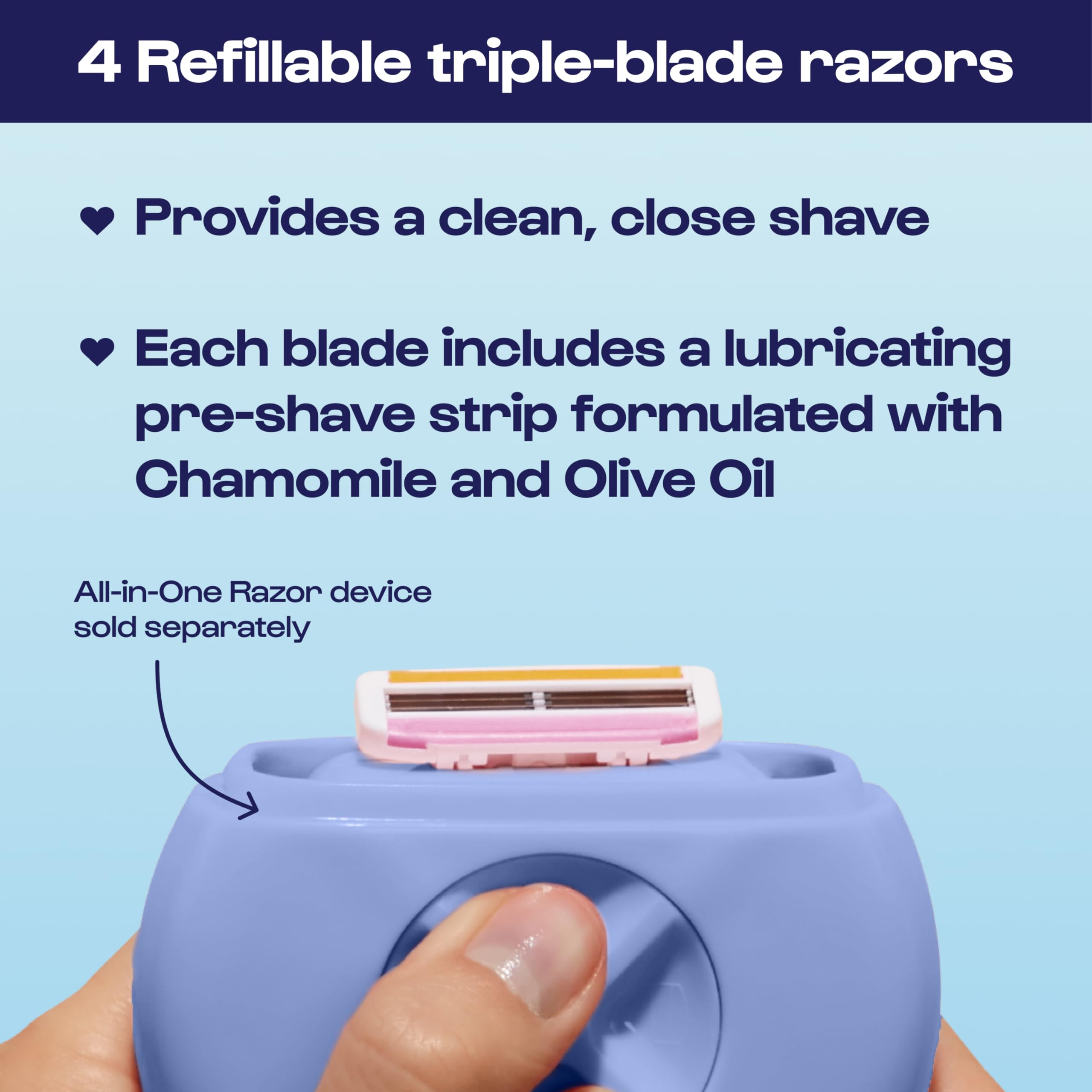 ALLEYOOP Stay Sharp razor triple blade delivers precise edges for tricky contours.