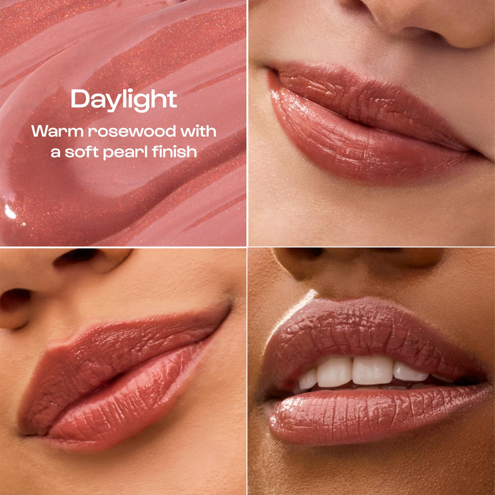 ALLEYOOP Sun Serum Lip Oil SPF 40 Whirlwind swatches reveal vibrant pink moisture