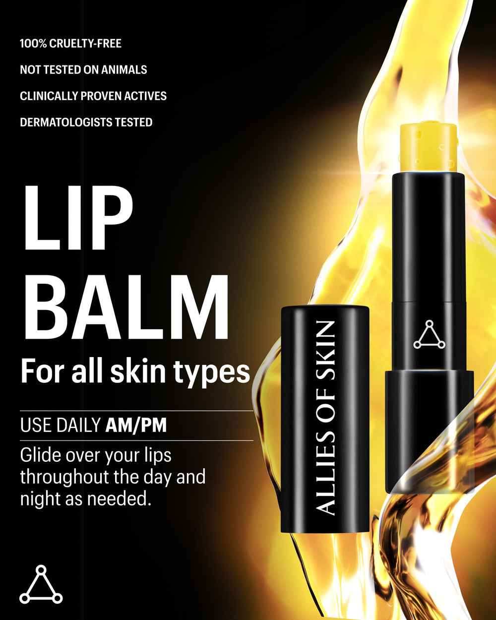 Allies of Skin avocado oil and sunflower seed oil hydrates lips.