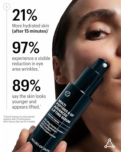 Allies of Skin award-winning serum on shelf with Vogue 2024 and GQ 2023 badges.