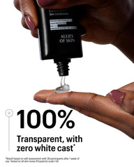 Allies of Skin SPF50 gel texture on skin for clear makeup