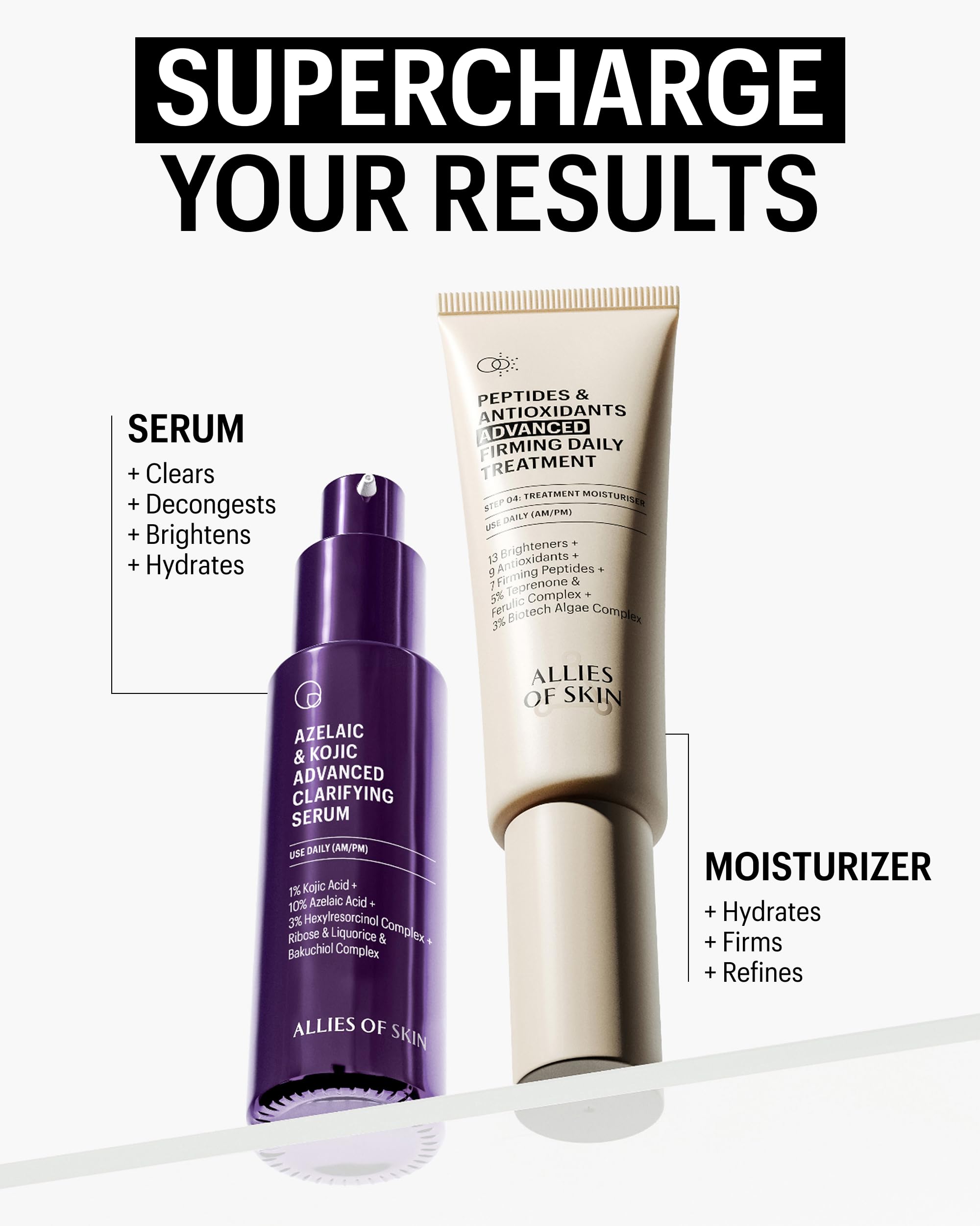Allies of Skin routine shot featuring serum in a daily skincare setup