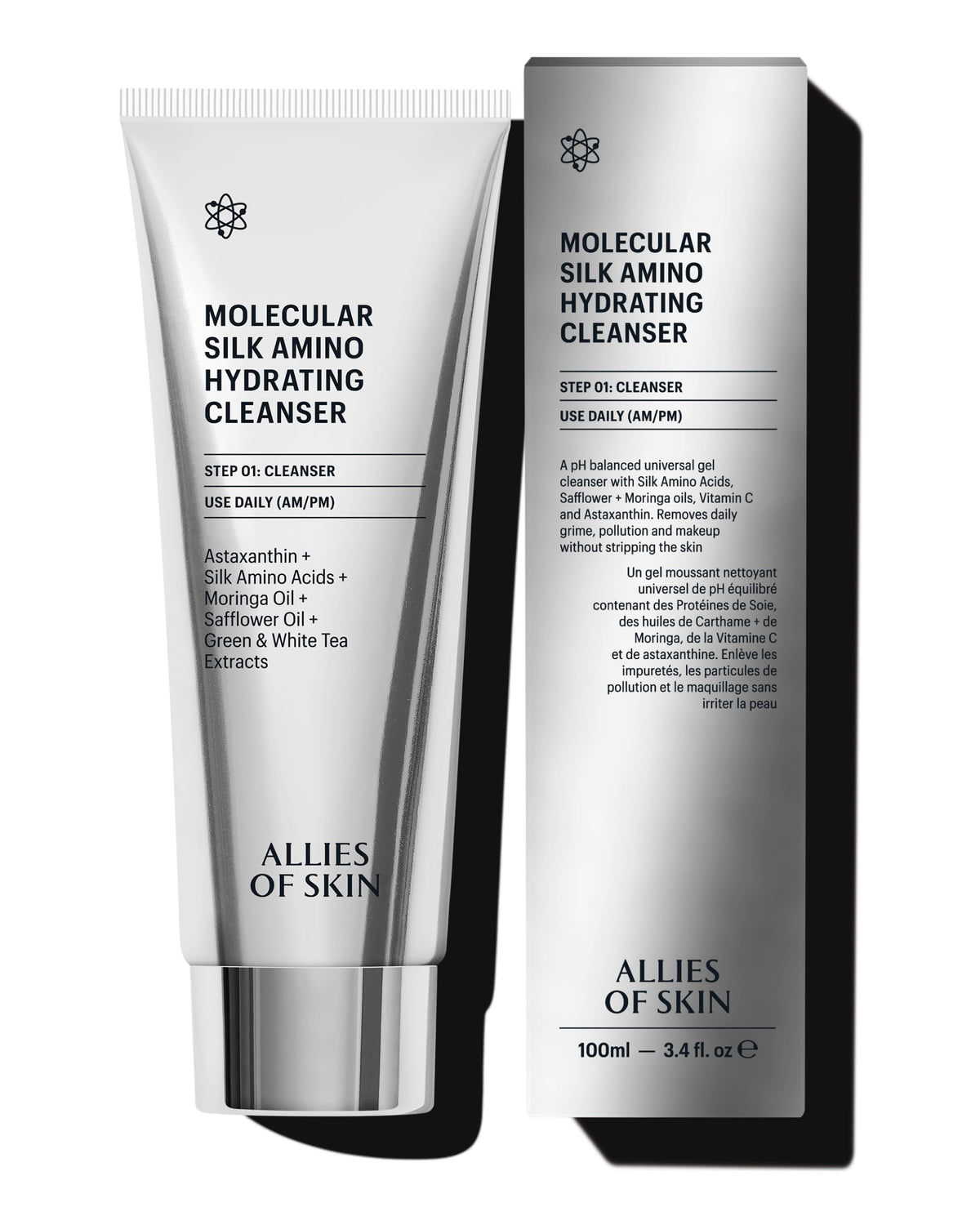 Allies of Skin Molecular Silk Amino Hydrating Cleanser bottle front for gentle hydration