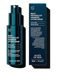 Allies of Skin multi peptides growth factor serum bottle highlights peptide power for firmer skin.