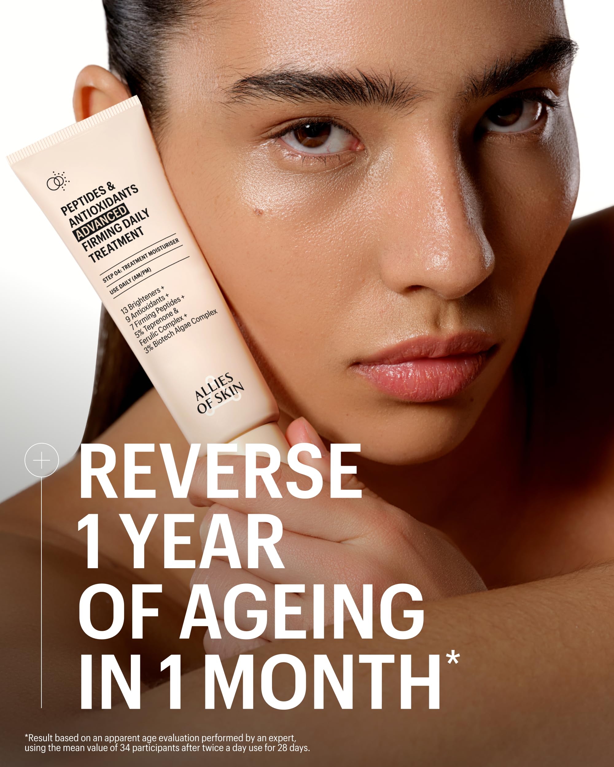 Allies of Skin texture swatch showing brightening, even complexion potential