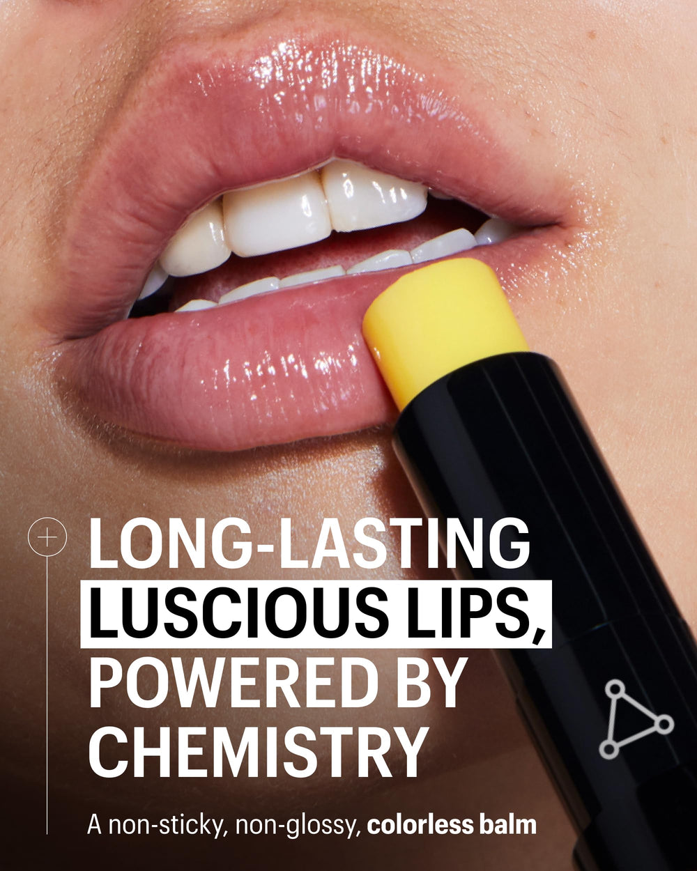 Allies of Skin repair lip balm application swatch demonstrates smooth, juicier-looking lips.