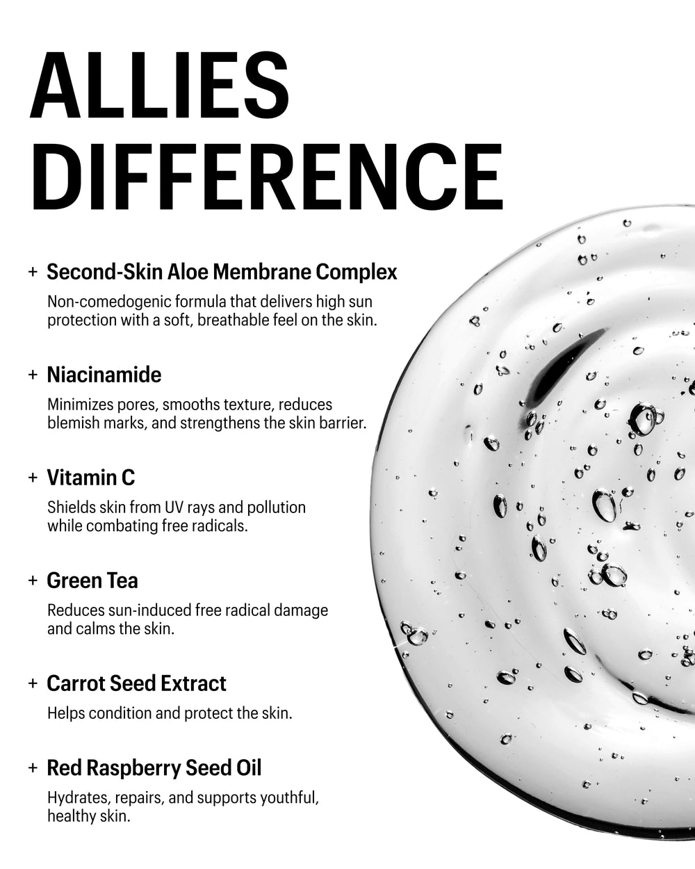 Allies of Skin with vitamins C, E and green tea ingredients closeup