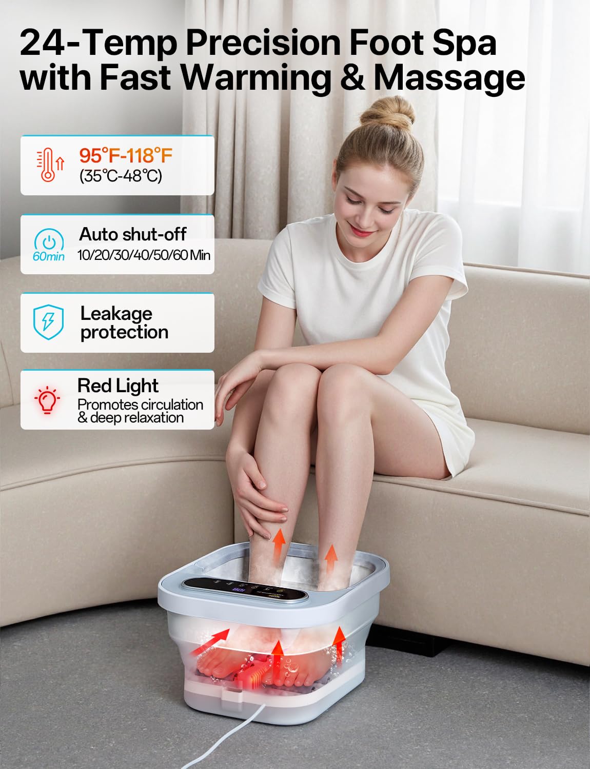 ALLJOY foot spa shiatsu rollers provide targeted foot stimulation for tired feet.