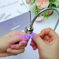 ALLKEM 360-degree gooseneck lamp allows flexible positioning during curing