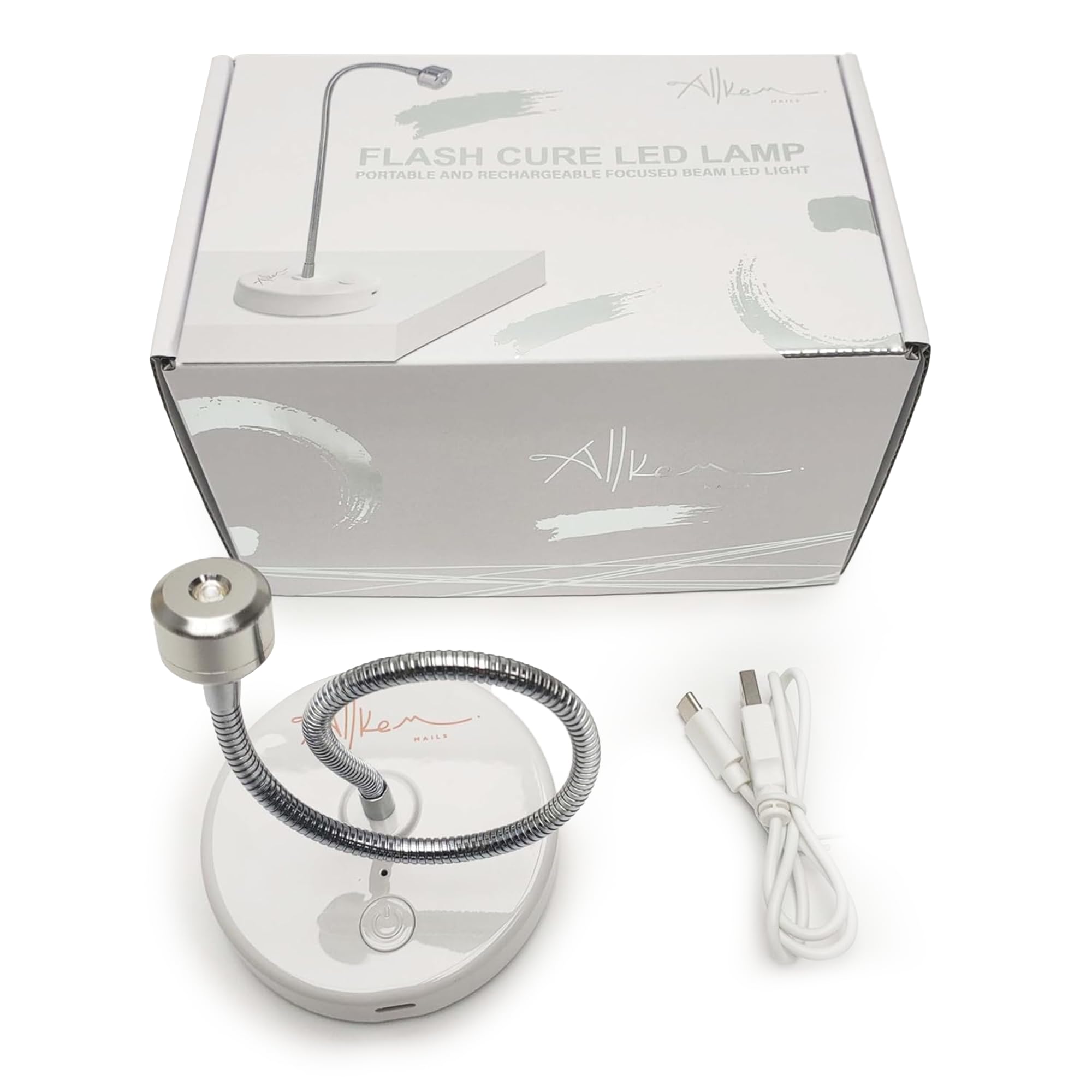 ALLKEM cordless nail dryer in silver close-up shows compact design