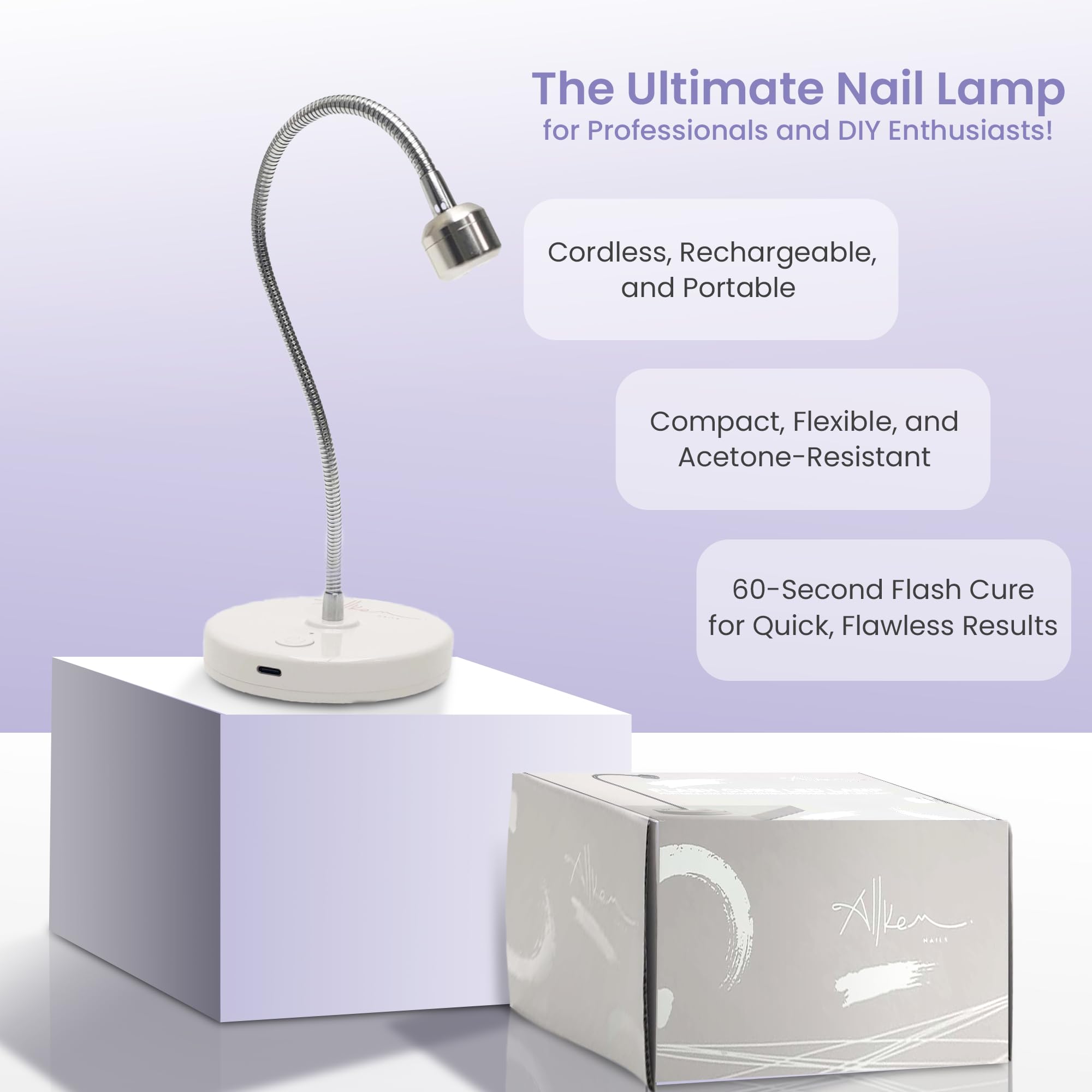 ALLKEM UV-LED nail lamp with flat base ideal for stable home use