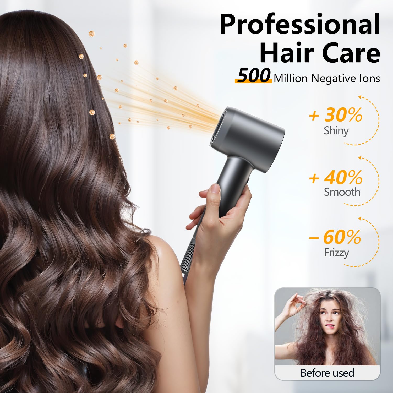 Alloom hair dryer emits 500M negative ions for frizz reduction and smoother hair