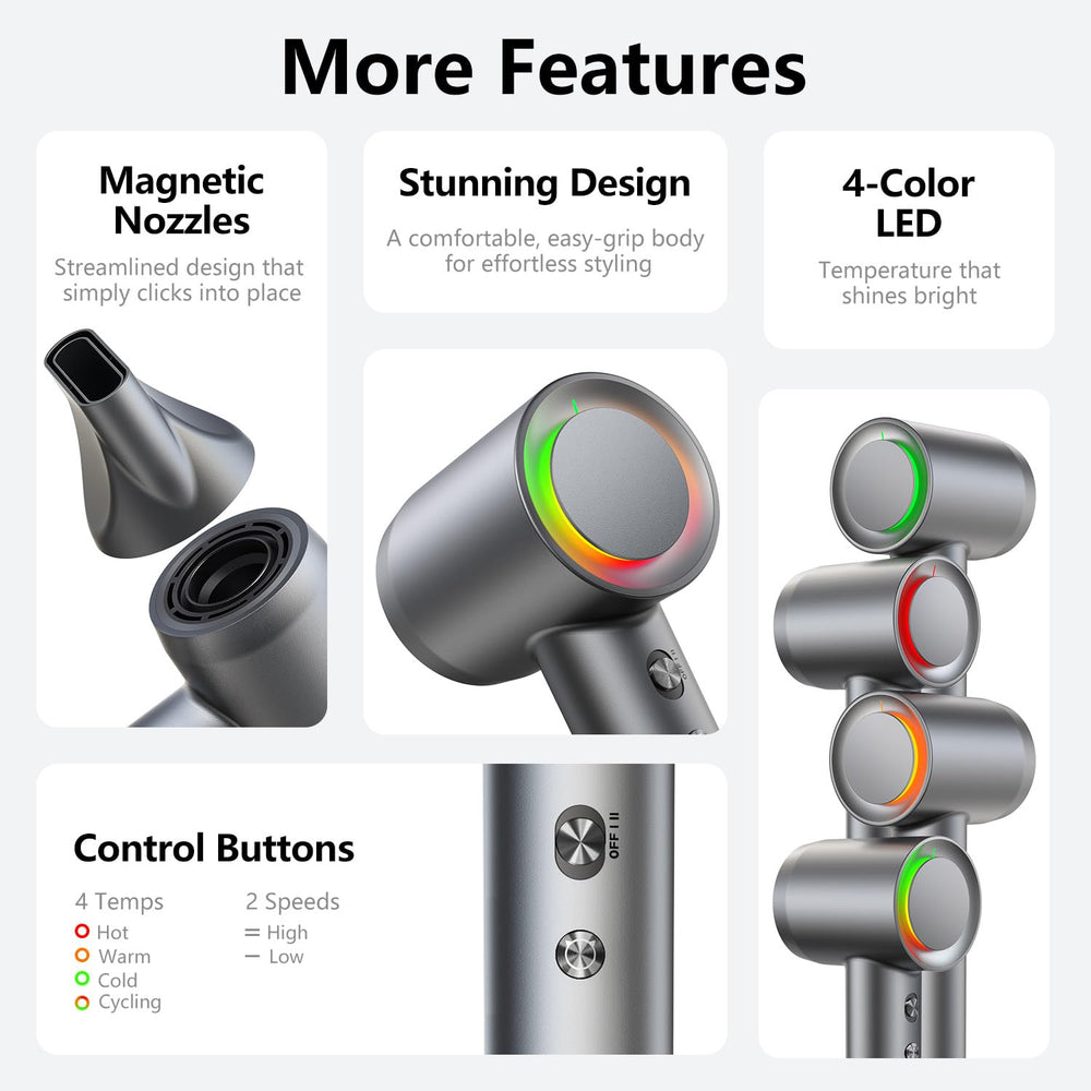 Alloom hair dryer is lightweight with low-noise operation for comfortable use