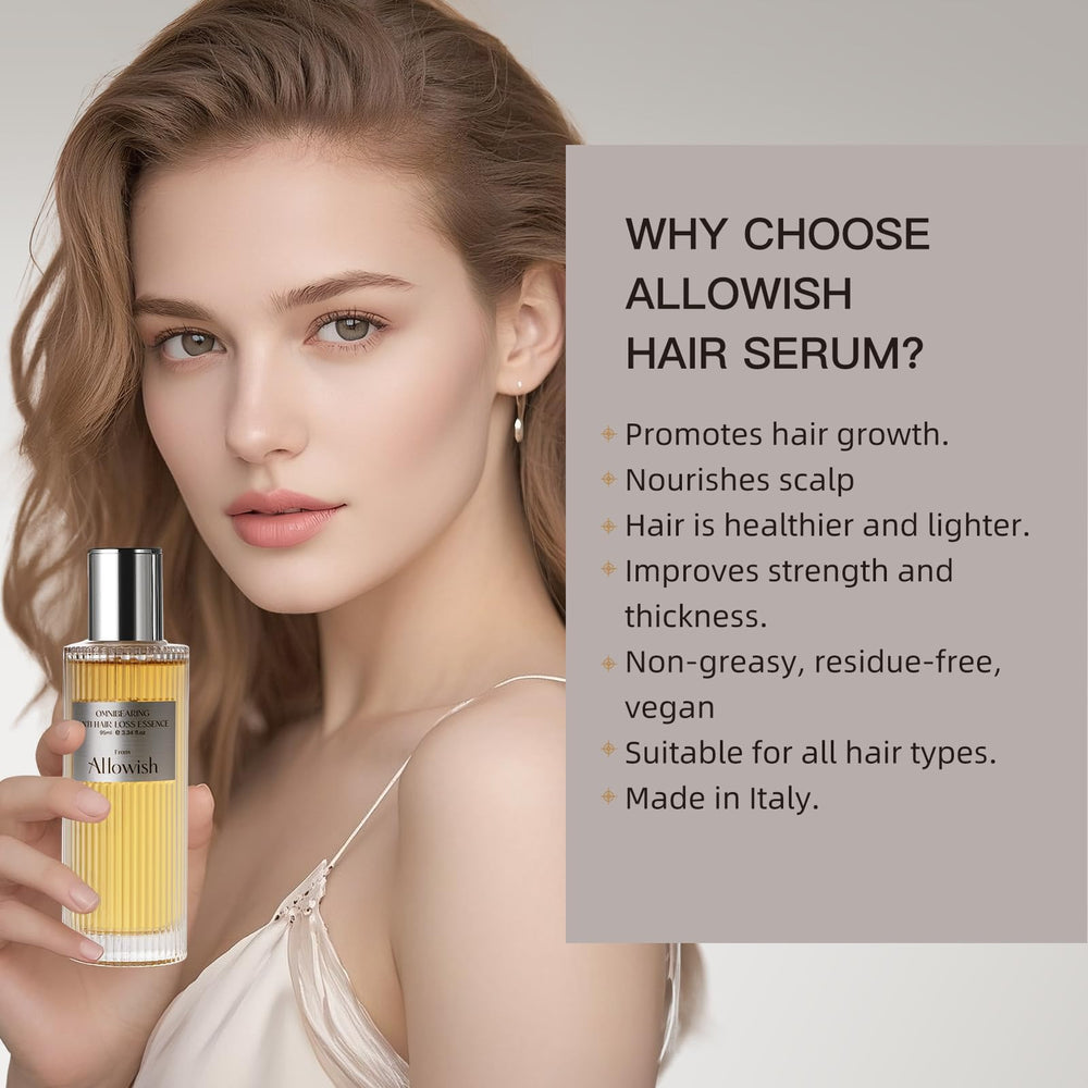ALLOWISH Hair Growth Serum rosemary dropper applying on scalp for nourishment