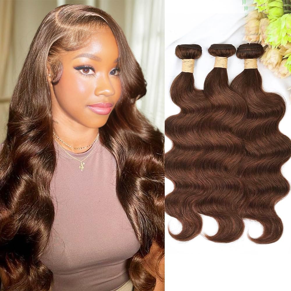ALLRUN Brazilian virgin hair bundles in body wave, 18-22 inch, ready for fuller styling.